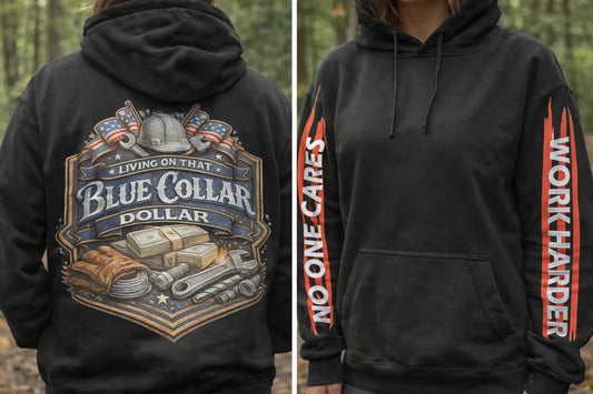 Livin On That Blue Collar Dollar Hoodie Infinity Custom Designs LLC