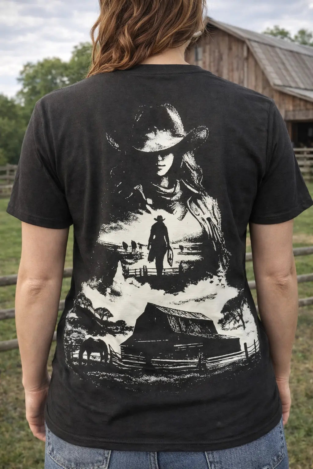 Cowgirl Silhouette T-shirt Infinity Custom Designs LLC