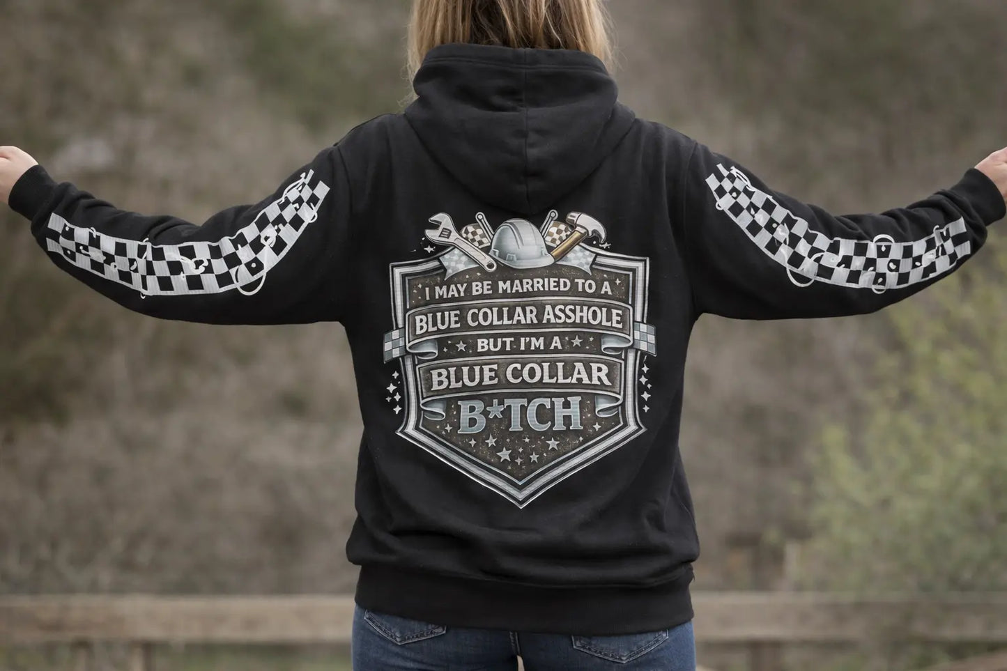 Blue Collar B*tch Hoodie Infinity Custom Designs LLC