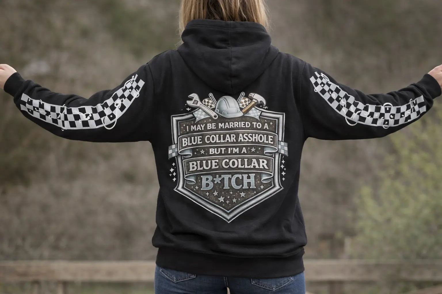 Blue Collar B*tch Hoodie Infinity Custom Designs LLC